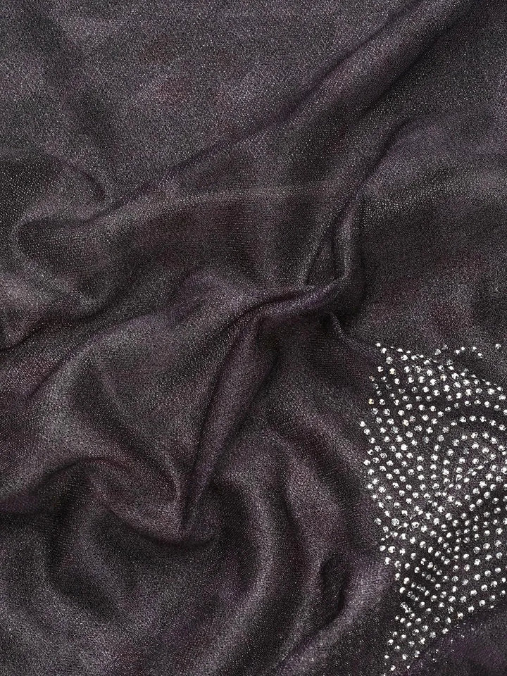 Charcoal Solid Lycra Saree - Libas