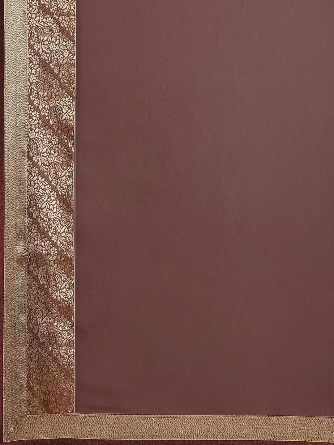 Coffee Brown Solid Georgette Saree - Libas 