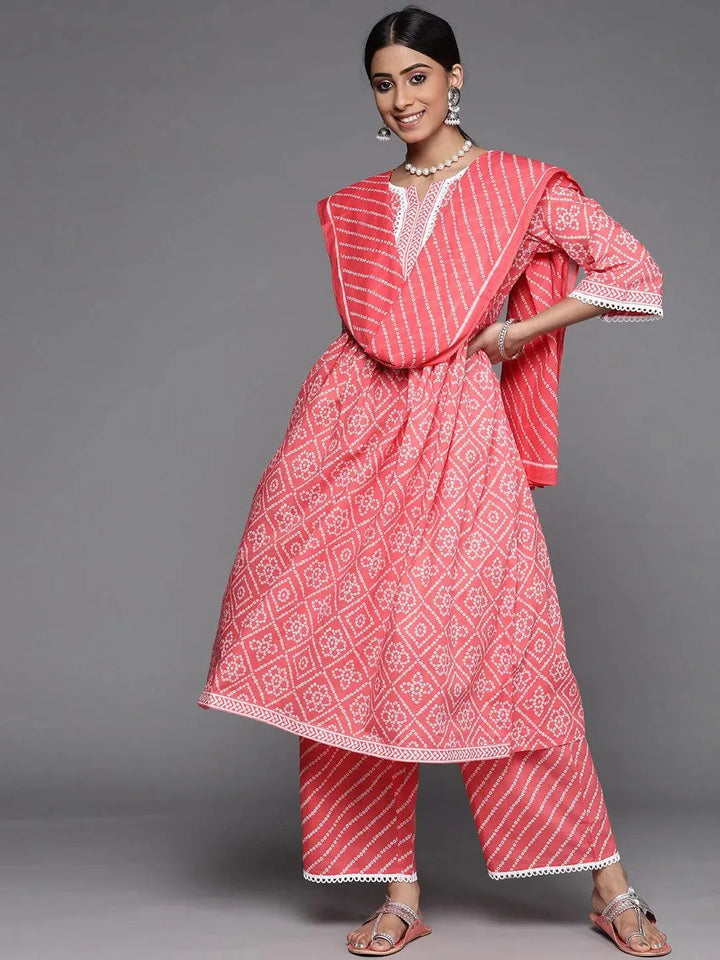 Coral Printed Cotton Suit Set - Libas