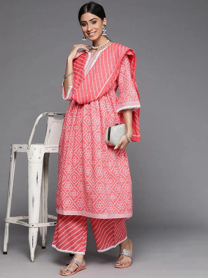 Coral Printed Cotton Suit Set - Libas