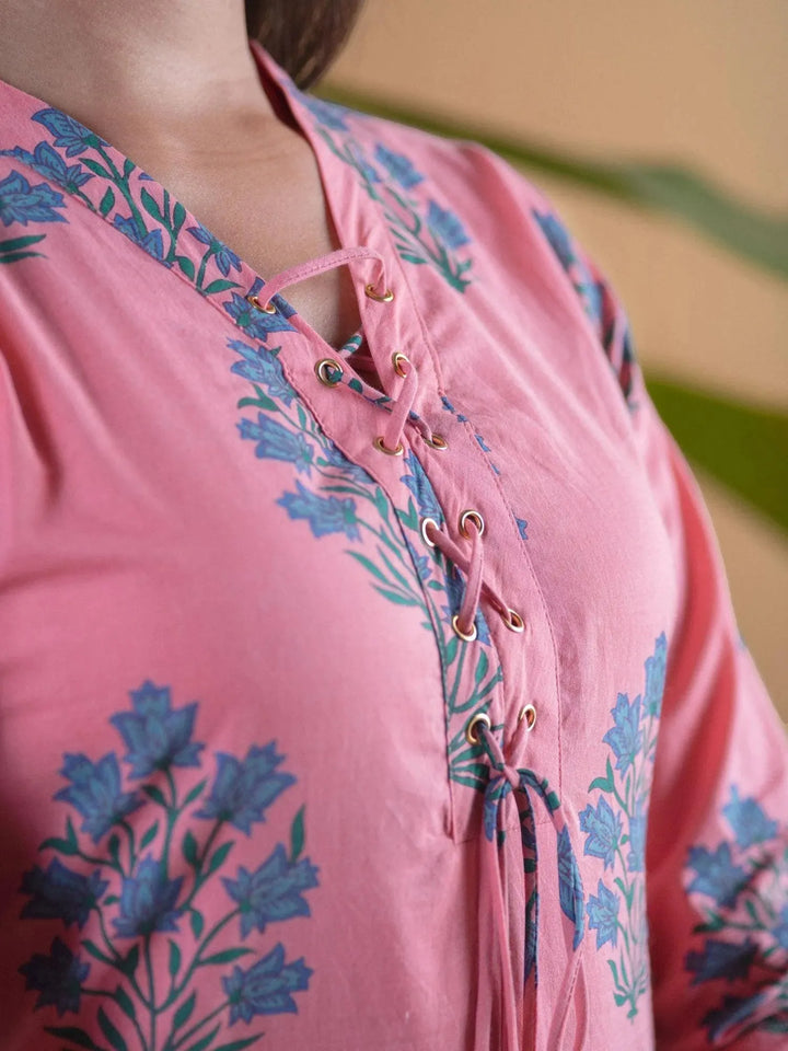 Coral Printed Cotton Kurta Set - Libas