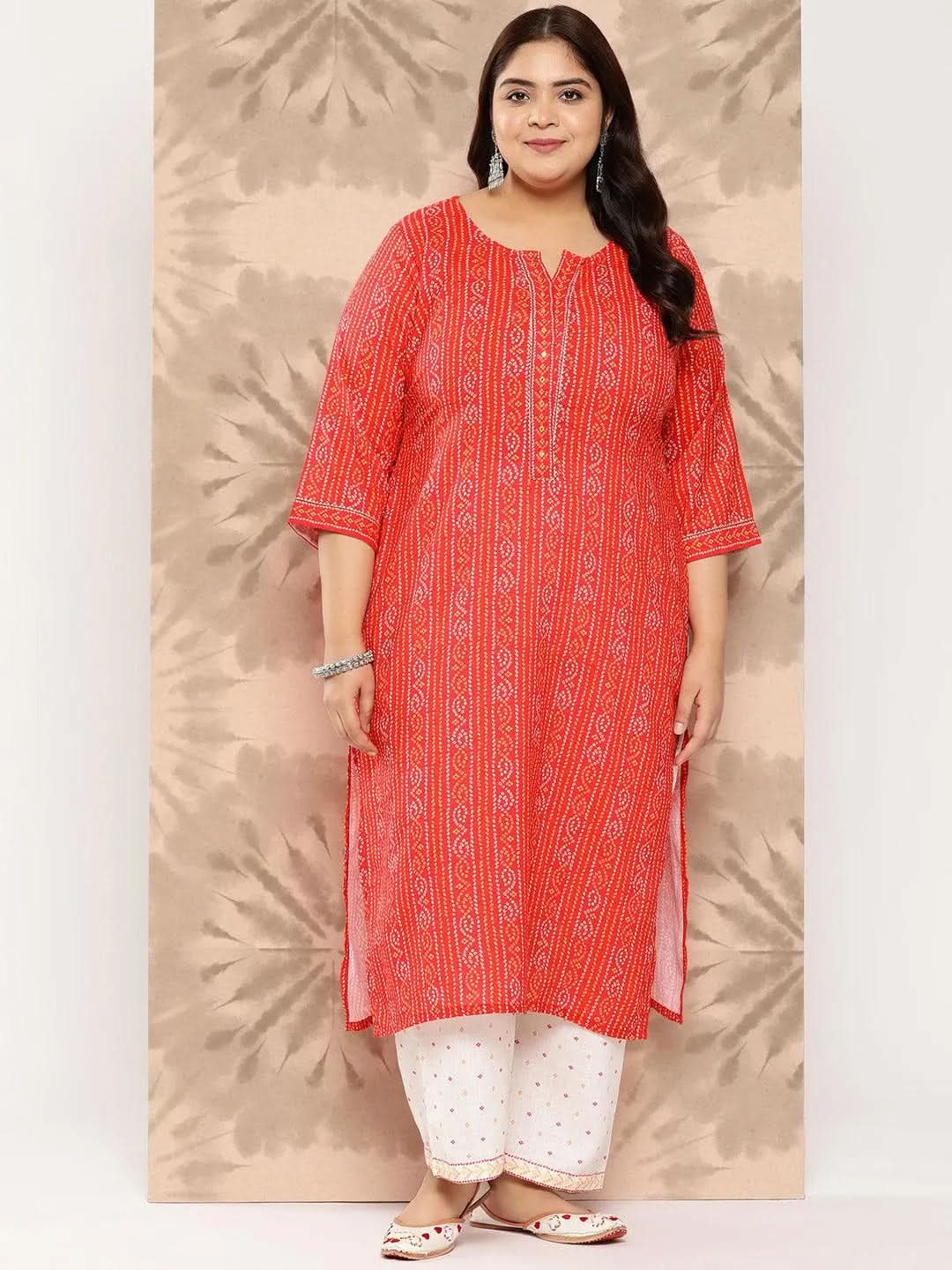 Coral Printed Cotton Blend Straight Kurta With Trousers - Libas 