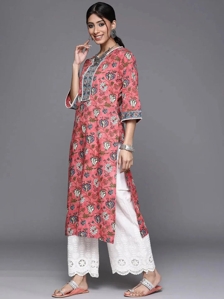 Coral Printed Cotton Kurta - Libas