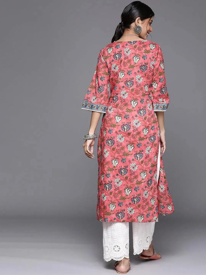 Coral Printed Cotton Kurta - Libas
