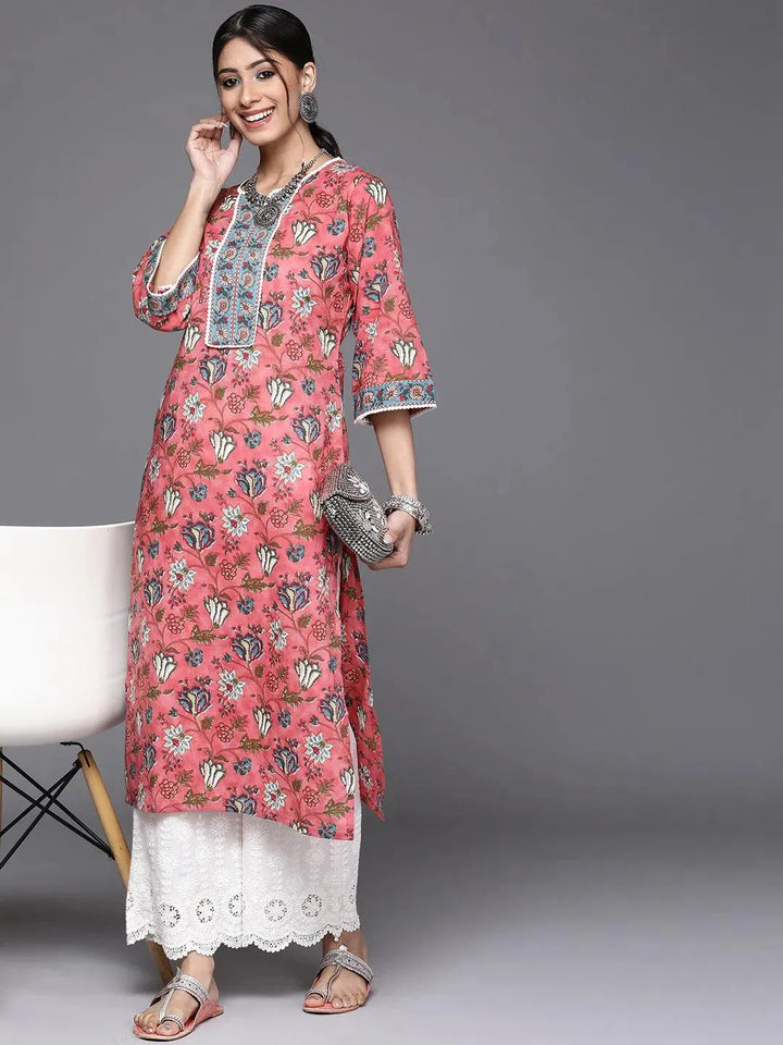 Coral Printed Cotton Kurta - Libas