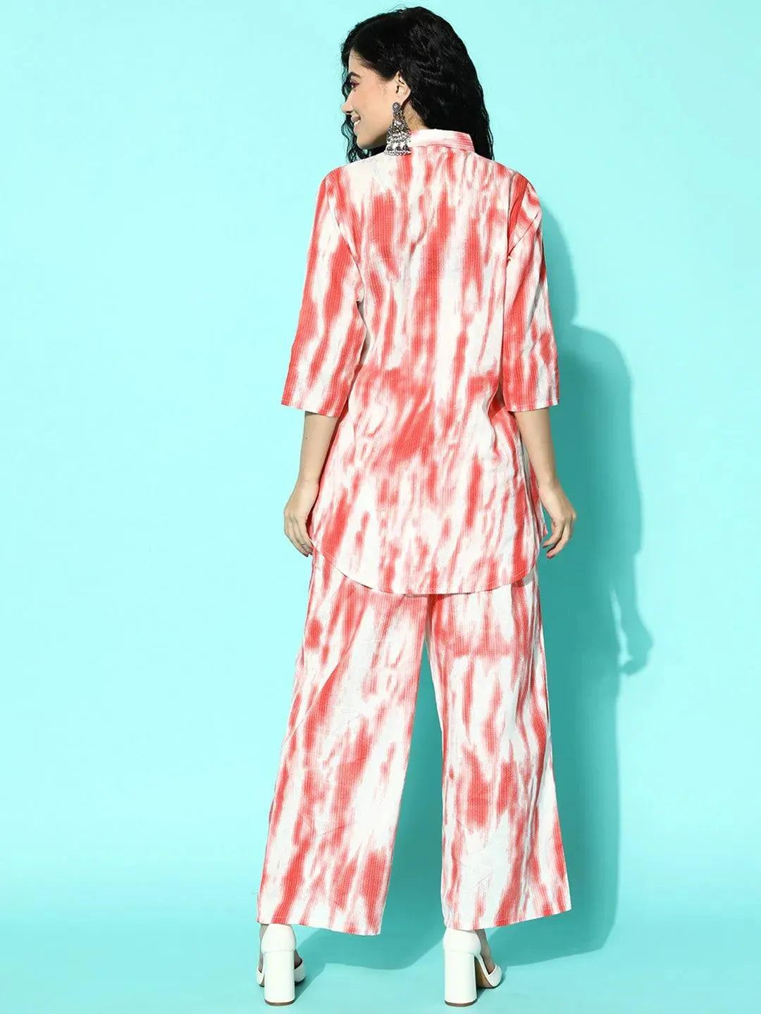 Coral Printed Cotton Night Suit - Libas 