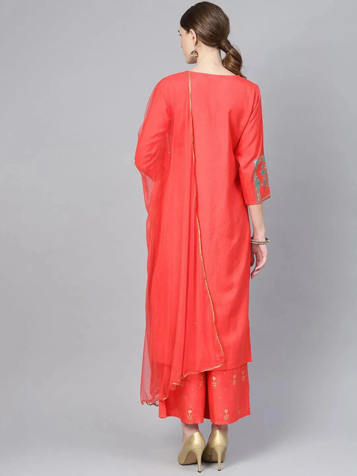 Coral Printed Cotton Suit Set - Libas