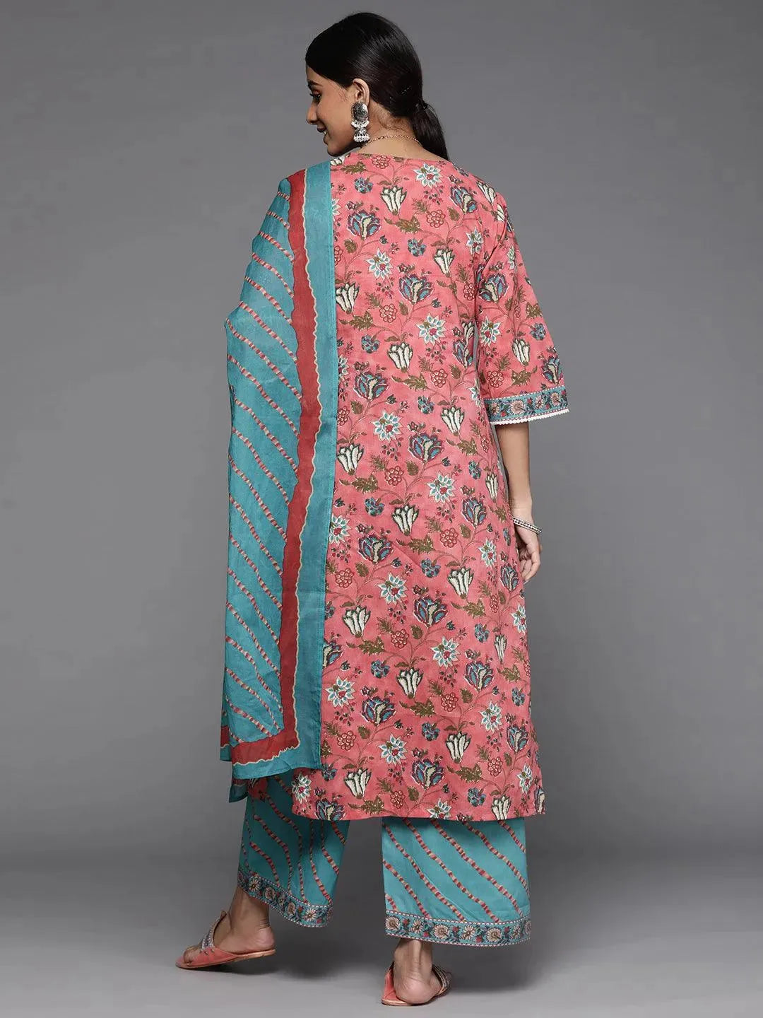 Coral Printed Cotton Suit Set - Libas 