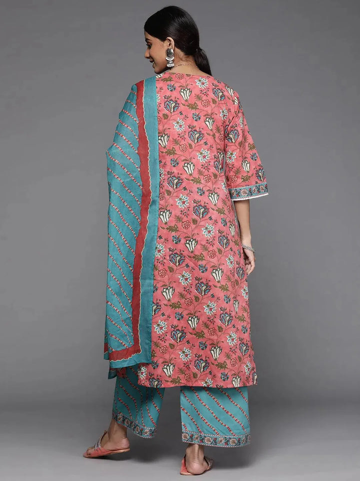 Coral Printed Cotton Suit Set - Libas