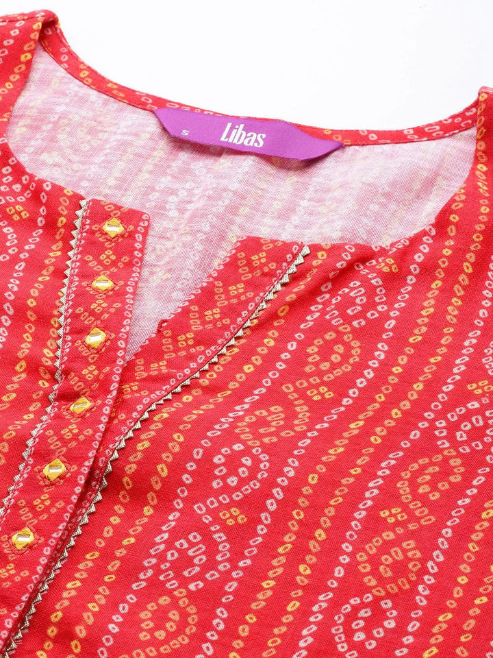 Coral Printed Cotton Straight Kurta Set With Trousers - Libas