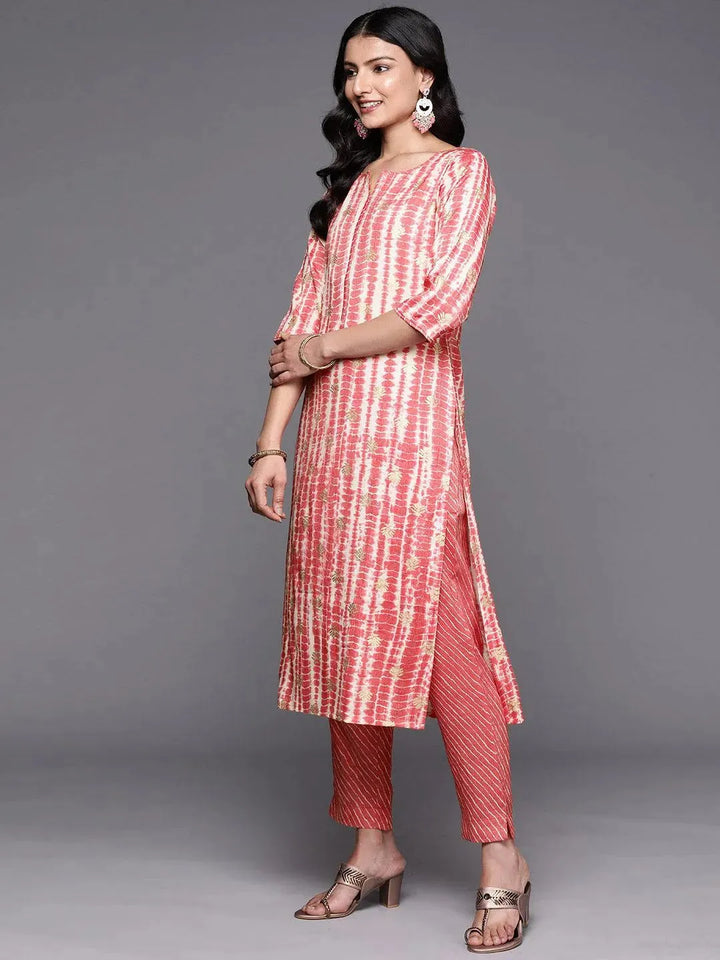 Coral Printed Rayon Straight Suit Set With Trousers - Libas