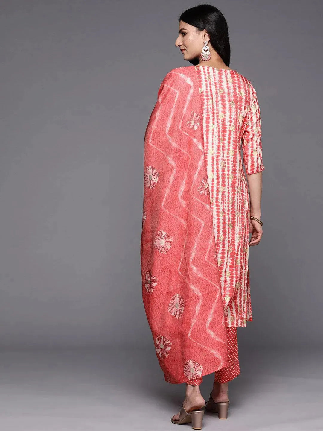 Coral Printed Rayon Straight Suit Set With Trousers - Libas