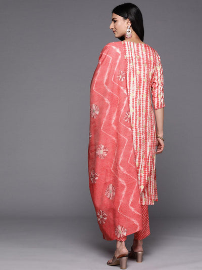 Coral Printed Rayon Straight Suit Set With Trousers - Libas