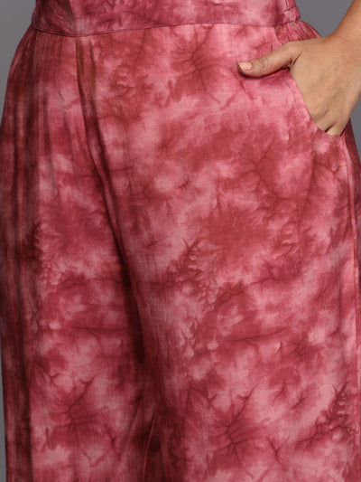 Coral Printed Silk Blend Straight Kurta With Trousers & Dupatta - Libas