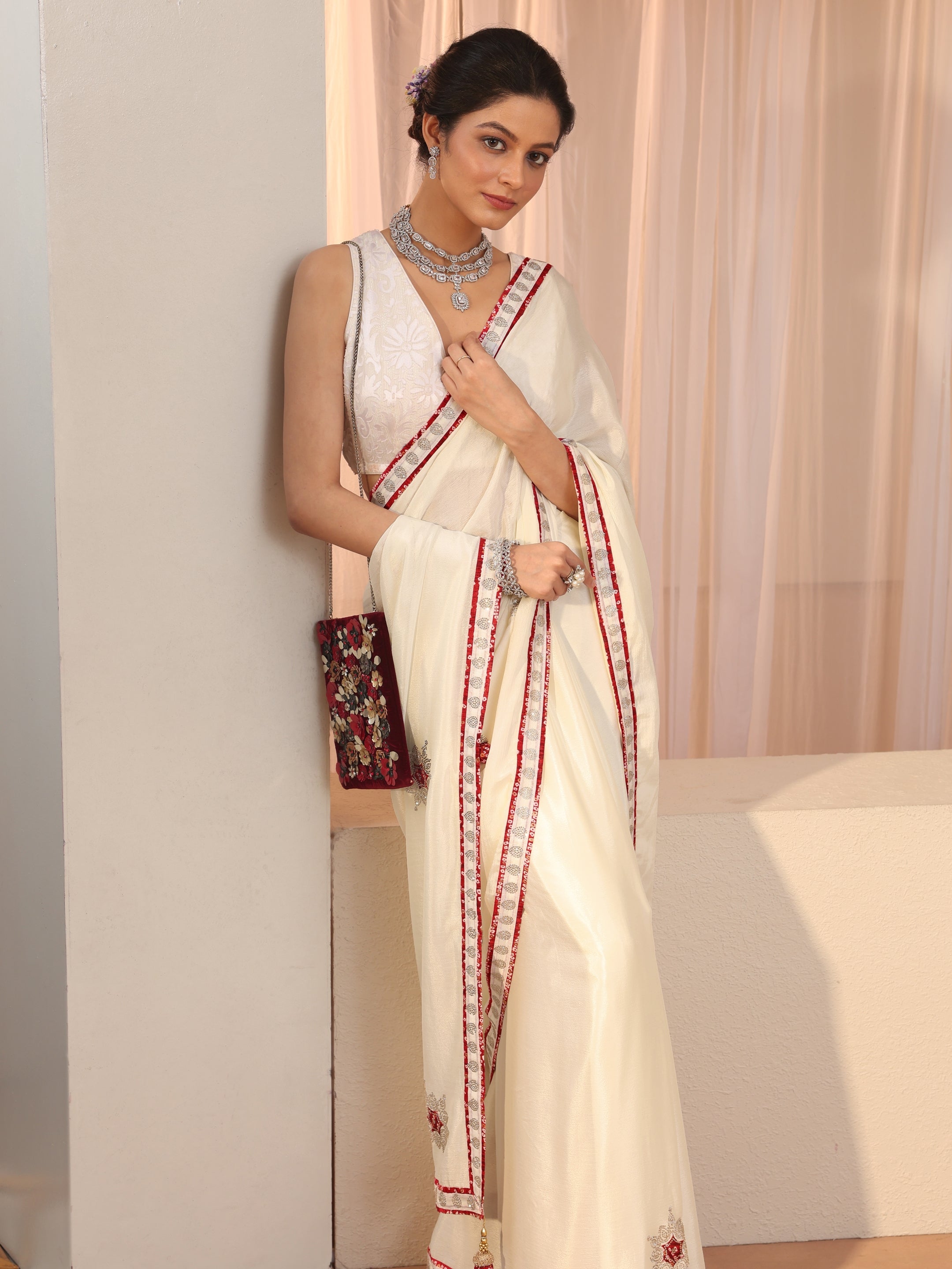 libas Cream Chiffon Saree With Embellished Applique-picture-66