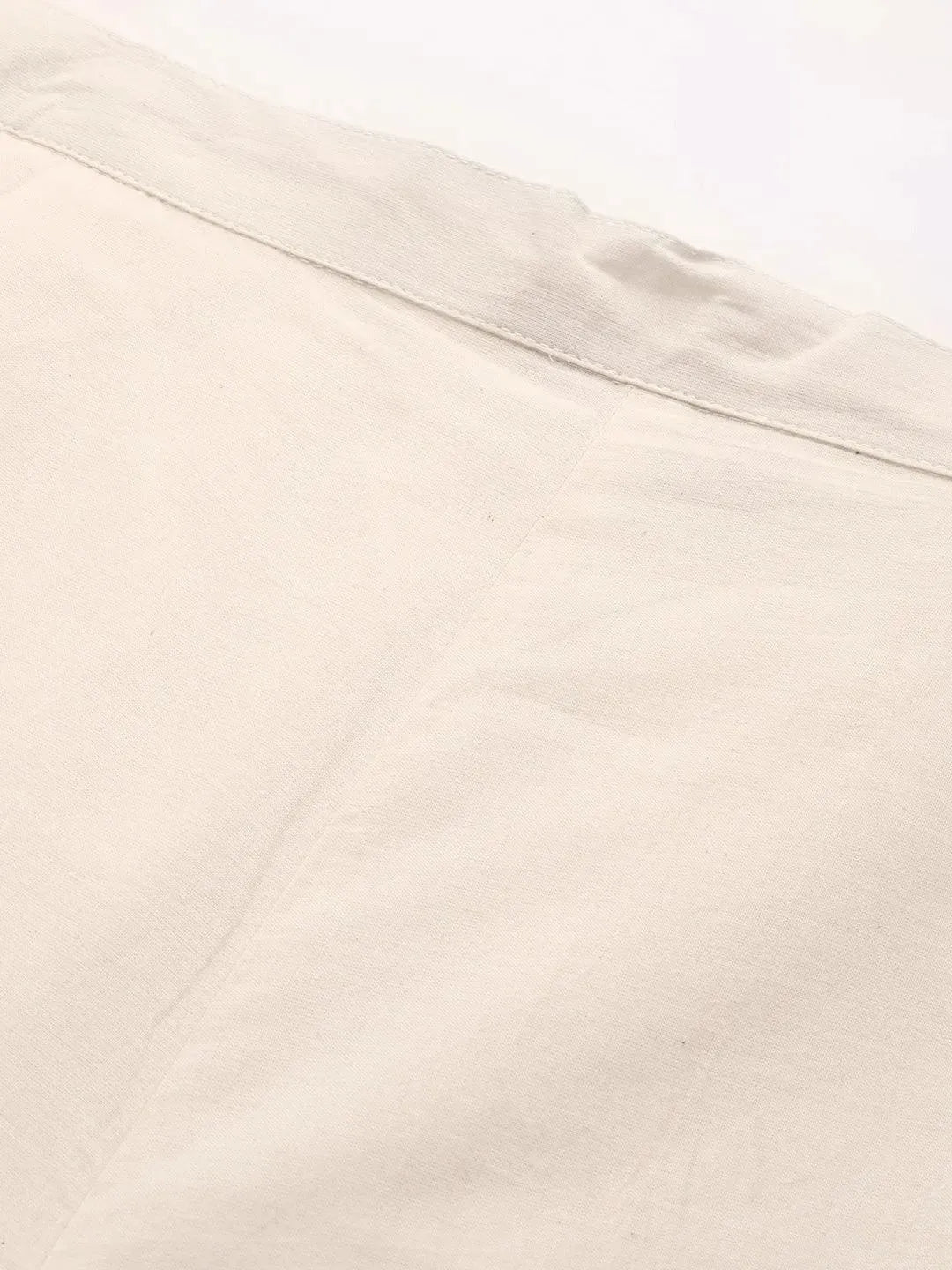 Cream Embroidered Cotton Palazzos - Libas 