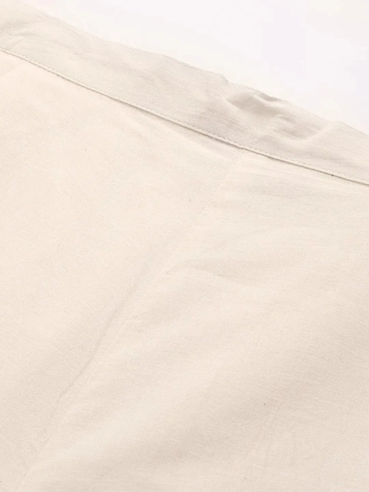Cream Embroidered Cotton Palazzos - Libas