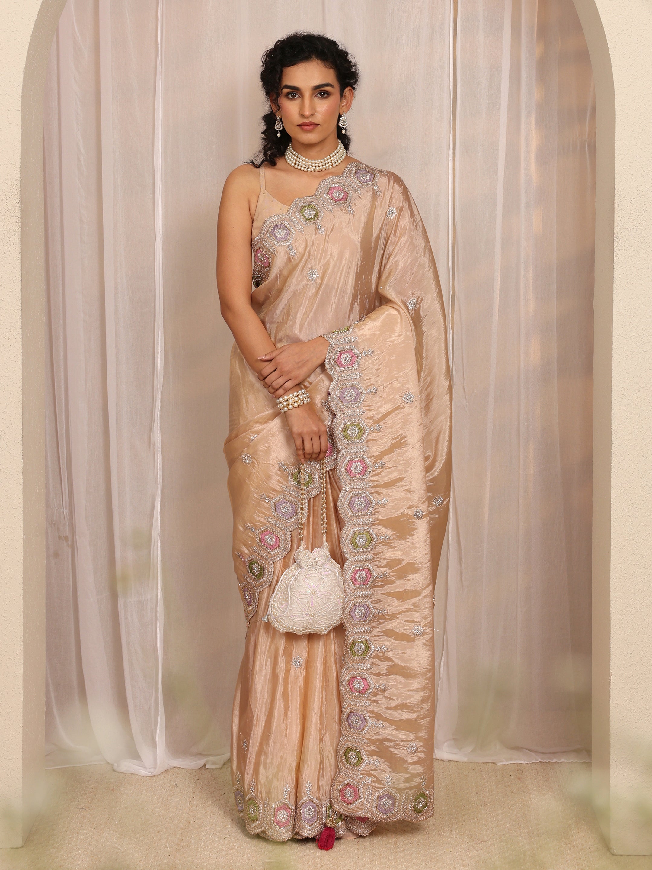 libas Cream Embroidered Silk Blend Saree With Unstitched Blouse Piece-picture-40