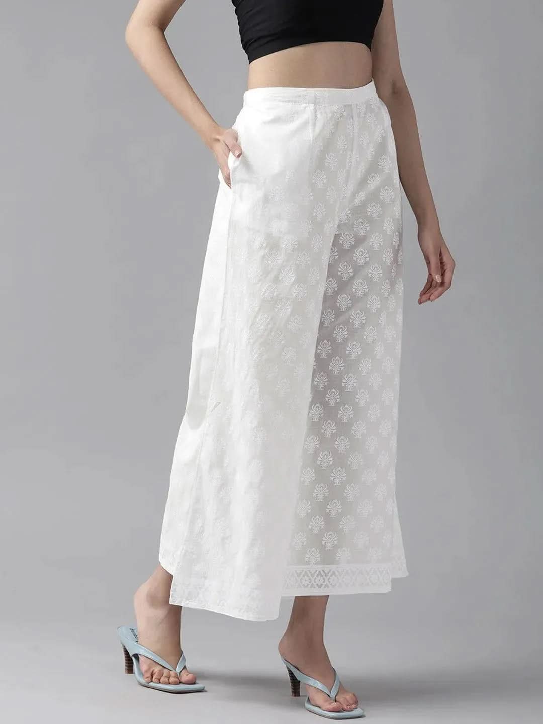 

Buy Cream Printed Cotton Palazzos - PL966O- | Libas Ethnic Wear Online