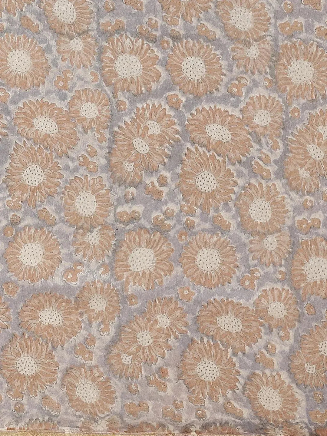 Cream Printed Cotton Silk Saree - Libas 