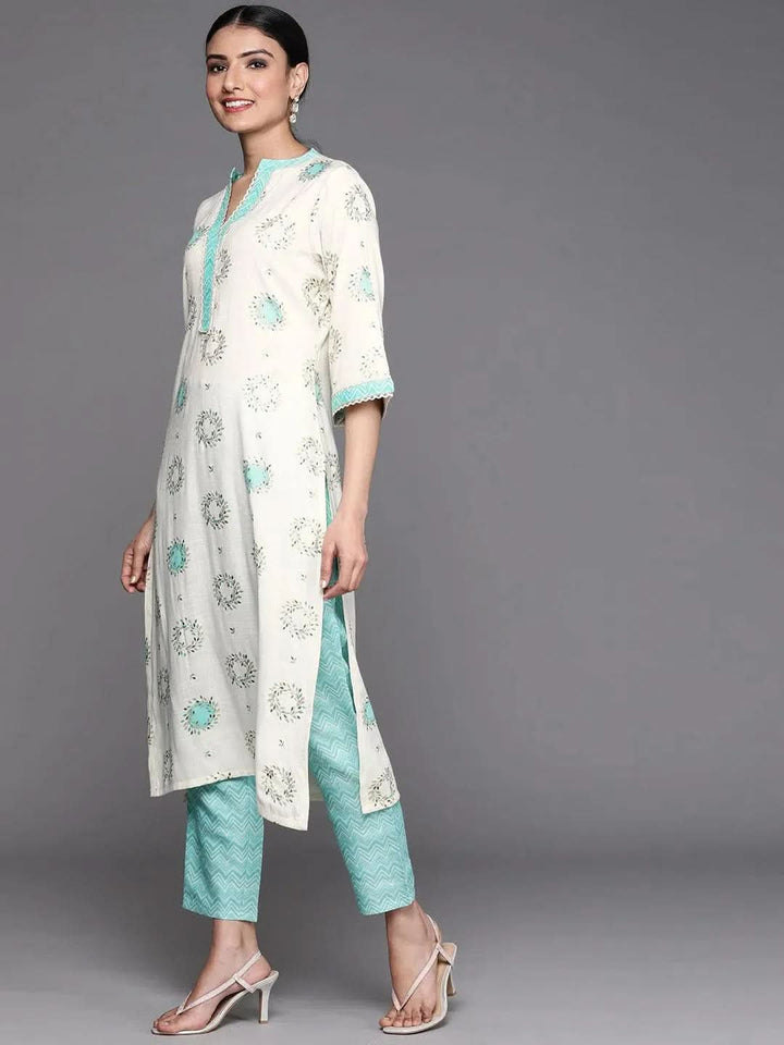 Cream Printed Rayon Kurta - Libas