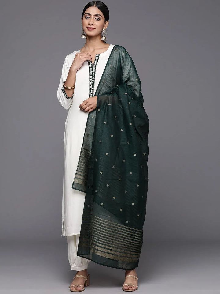 Cream Printed Rayon Straight Kurta With Salwar & Dupatta - Libas