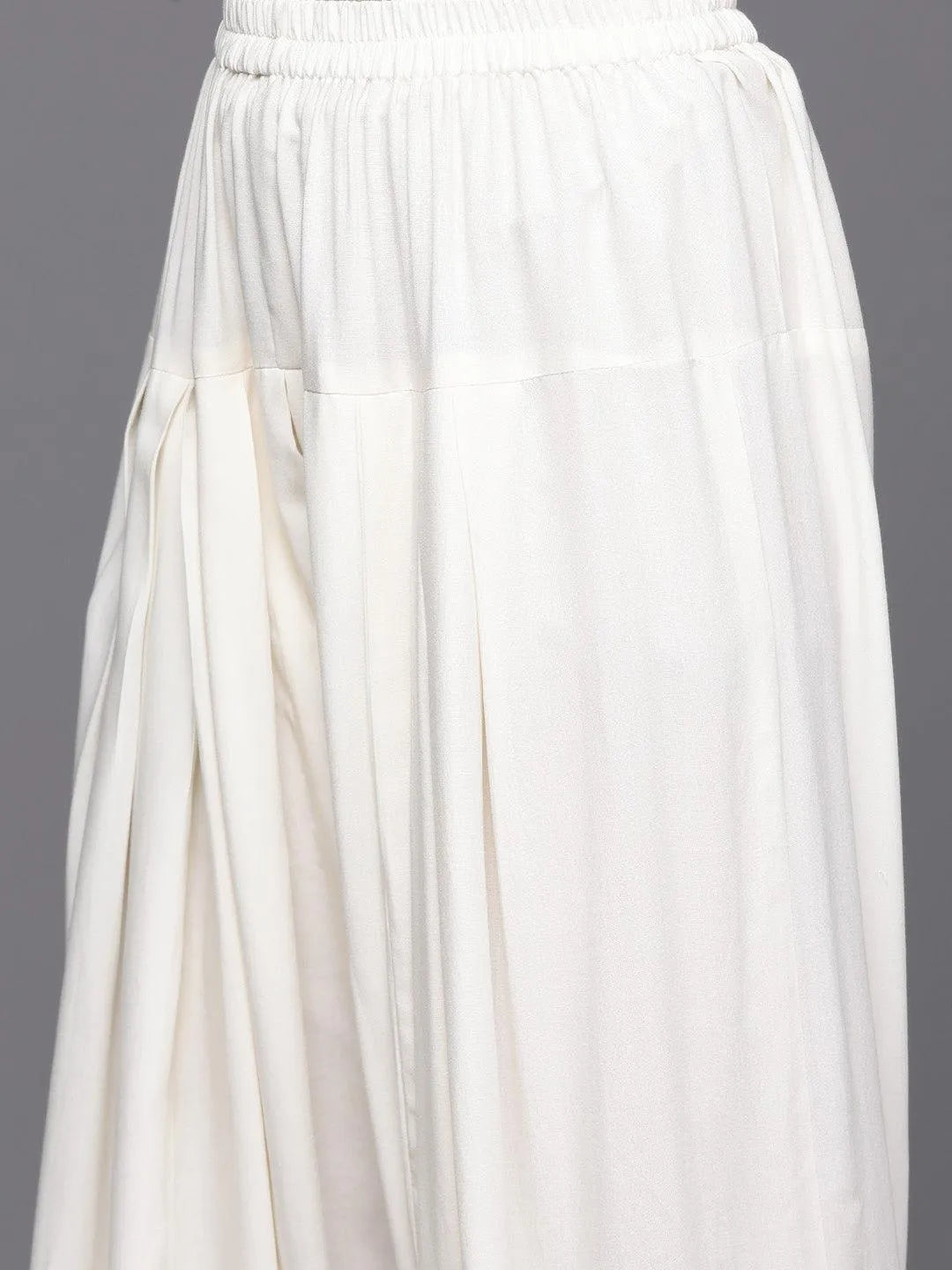 Cream Printed Rayon Straight Kurta With Salwar & Dupatta - Libas 