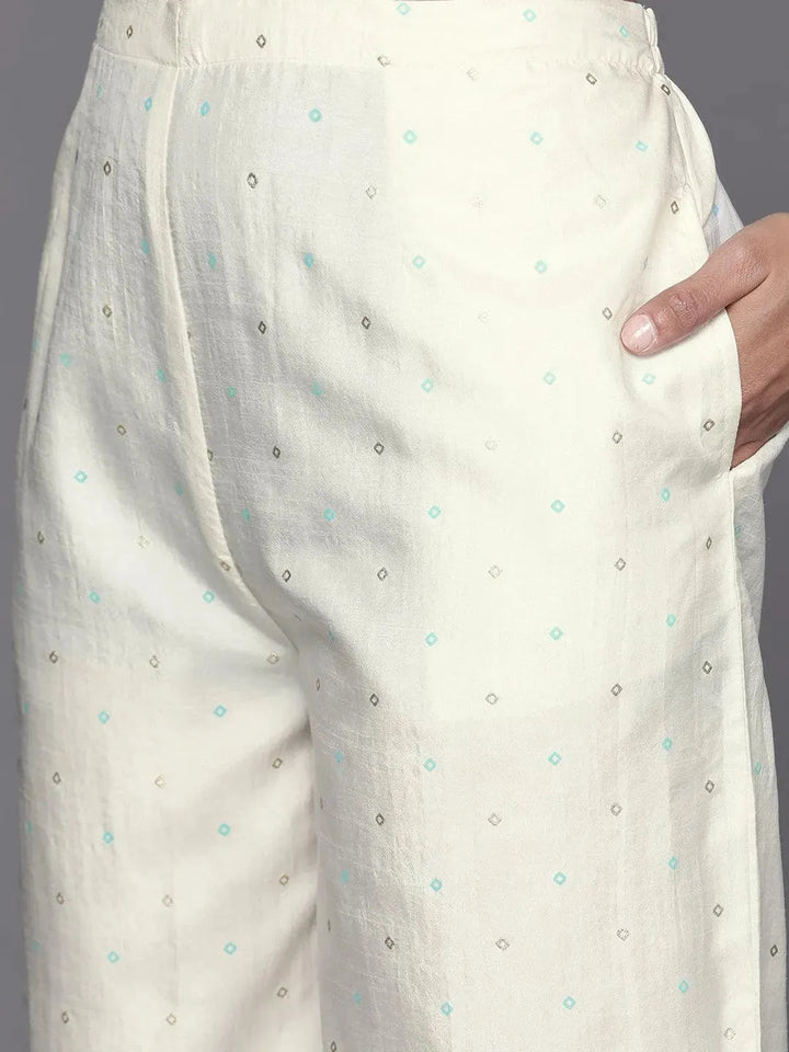 Cream Printed Silk Suit Set - Libas