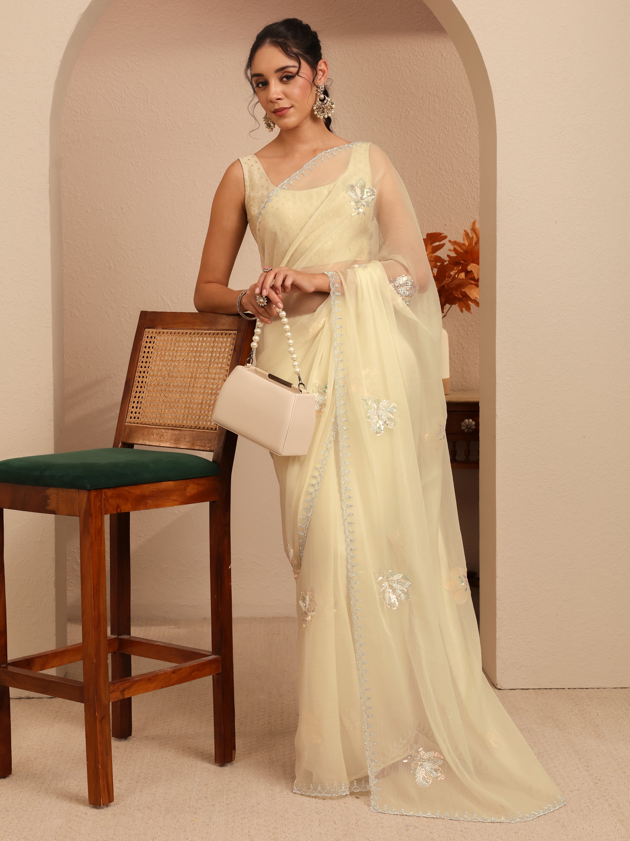 libas Cream Tissue Saree-picture-12