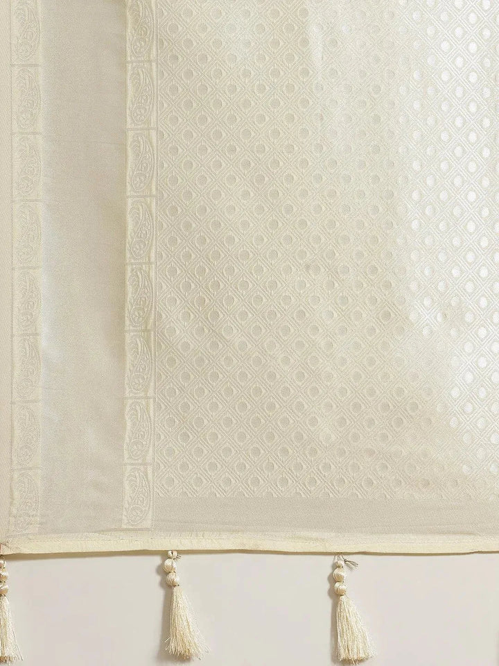 Cream Woven Design Art Silk Saree - Libas