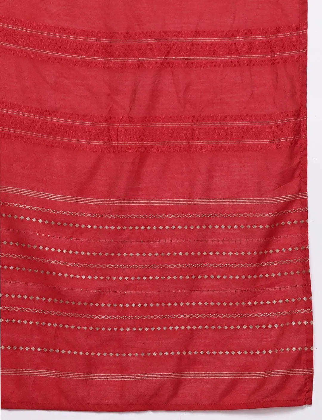 Cream Woven Design Silk Blend Straight Kurta With Trousers & Dupatta - Libas 