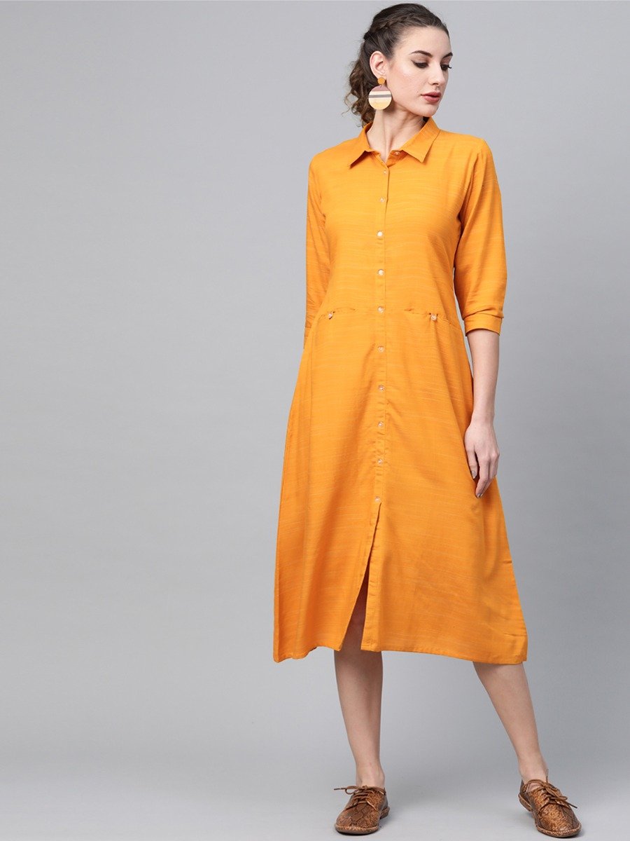 libas Yellow Rayon Solid Maxi Dress-picture-51