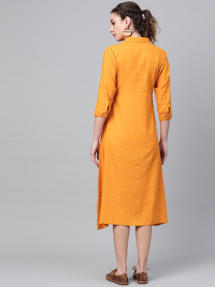  Yellow Rayon Solid Maxi Dress 