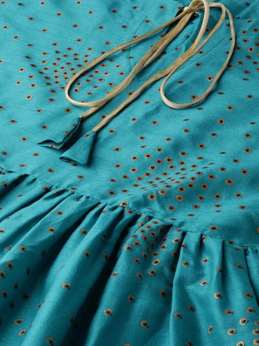 Blue Printed Polyester Dress 