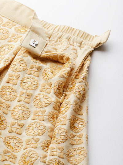 Gold Embellished Rayon Skirts - Libas