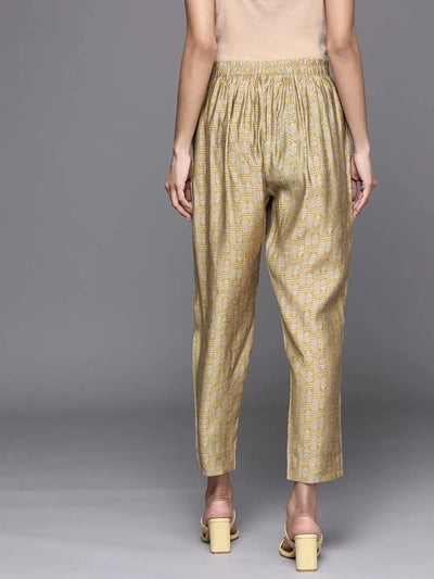 Gold Printed Silk Trousers - Libas