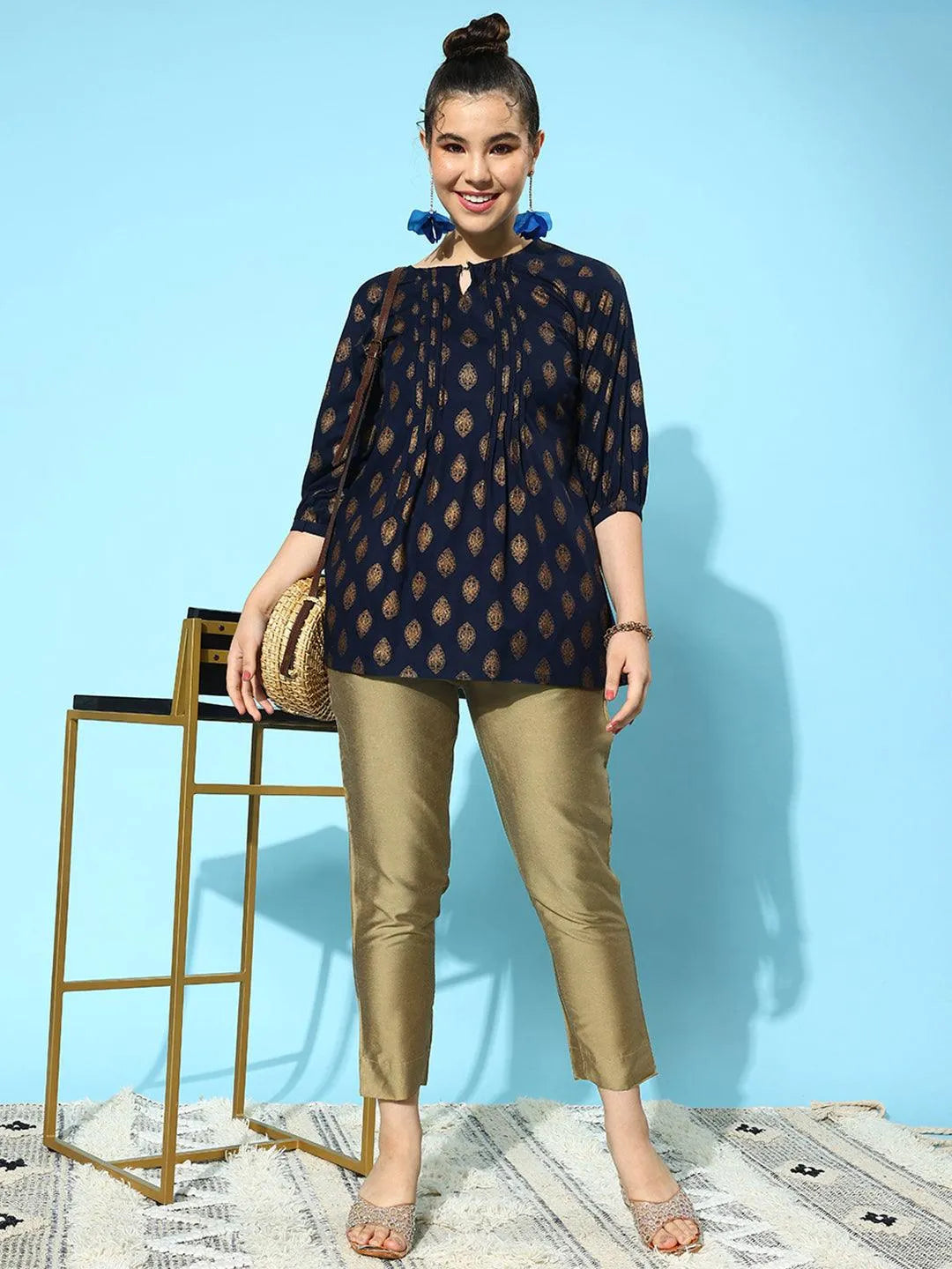 Gold Solid Silk Trousers - Libas 