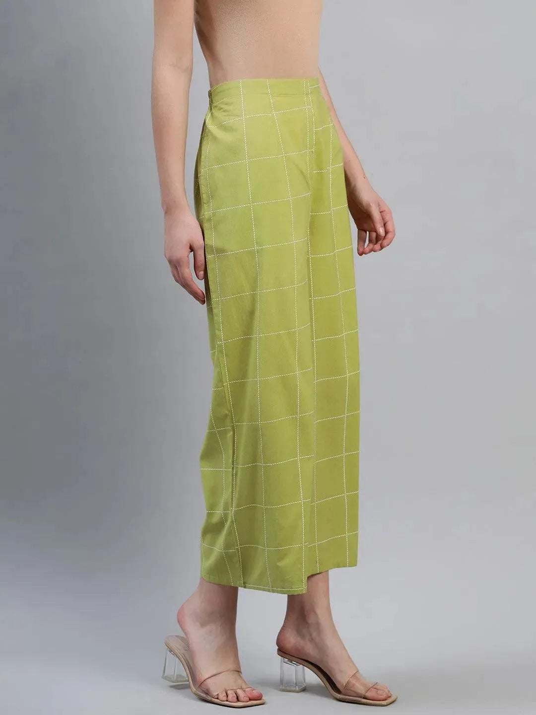 

Buy Green Checkered Cotton Palazzos - PL878O-XL | Libas Ethnic Wear Online