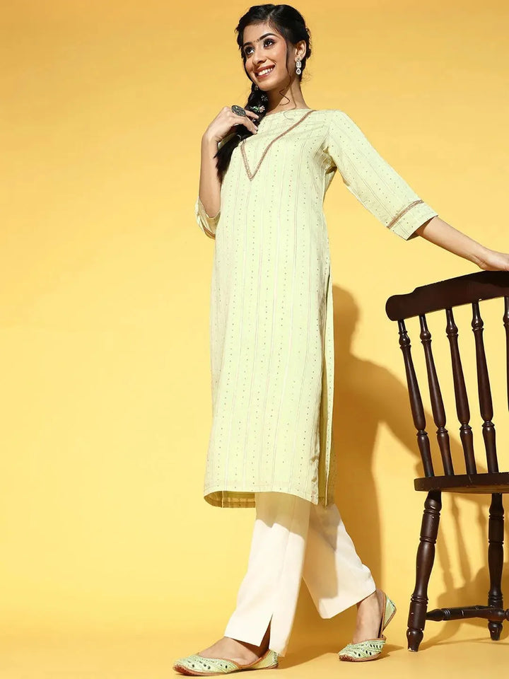 Green Embellished Chanderi Silk Kurta - Libas