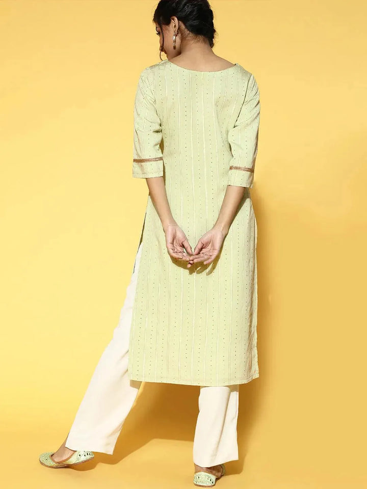 Green Embellished Chanderi Silk Kurta - Libas