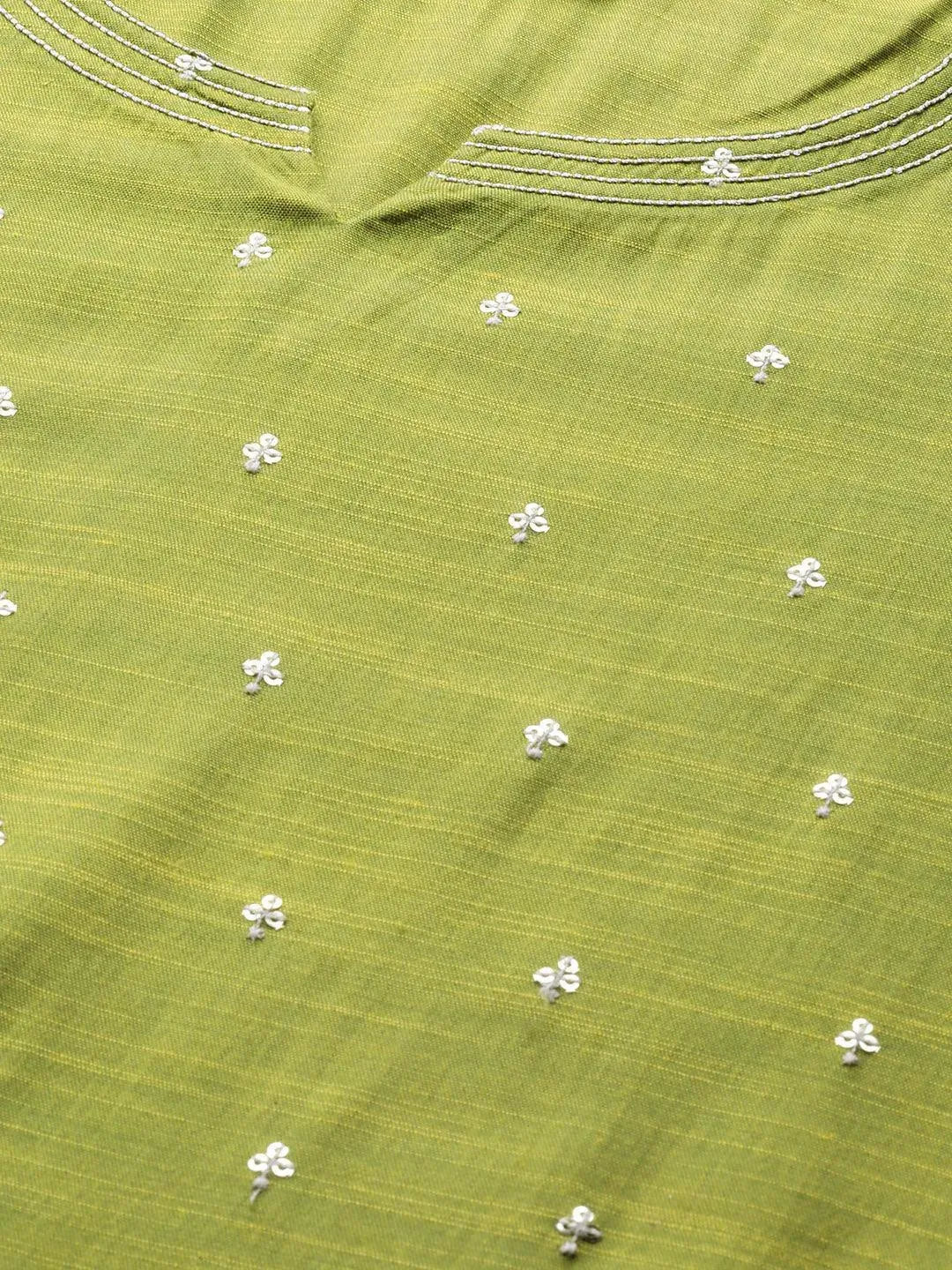 Green Embellished Rayon Kurta - Libas 