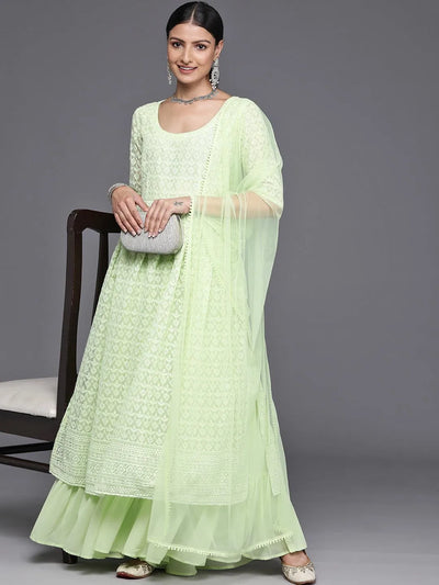 ANAYA Green Embroidered Georgette Suit Set - Libas