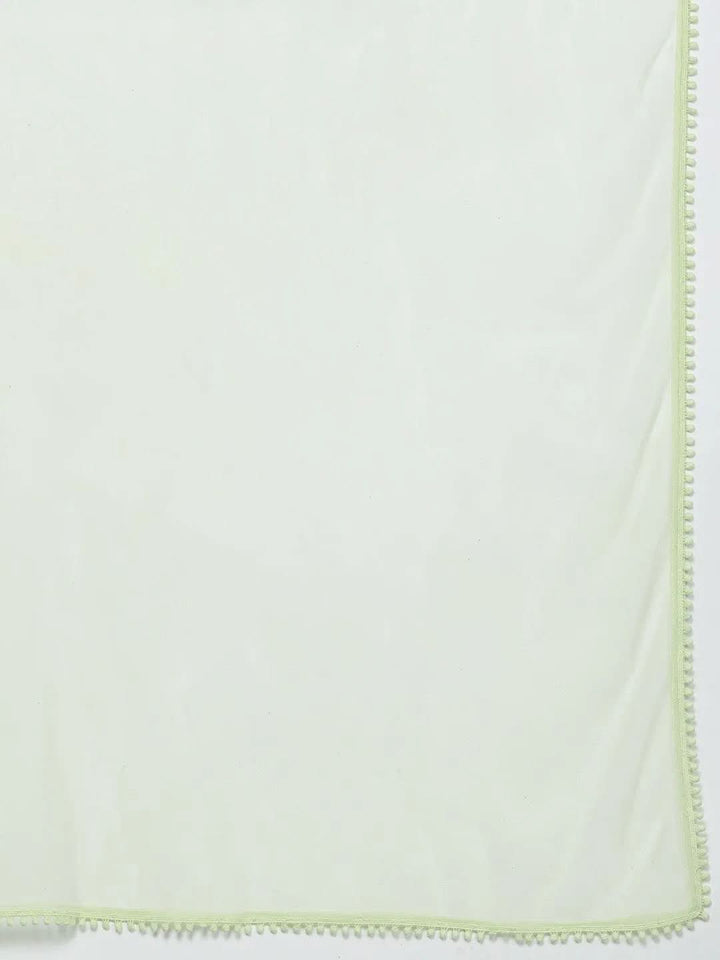 Green Embroidered Georgette A-Line Kurta With Palazzos & Dupatta - Libas