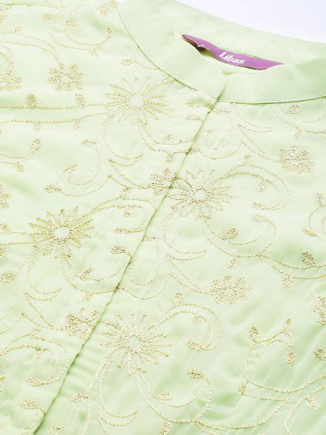 Green Embroidered Georgette Suit Set - Libas 