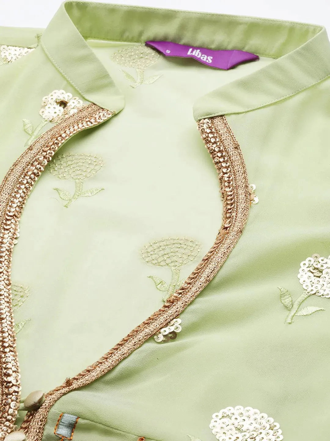 Green Embroidered Georgette Pakistani Style Suit Set - Libas 