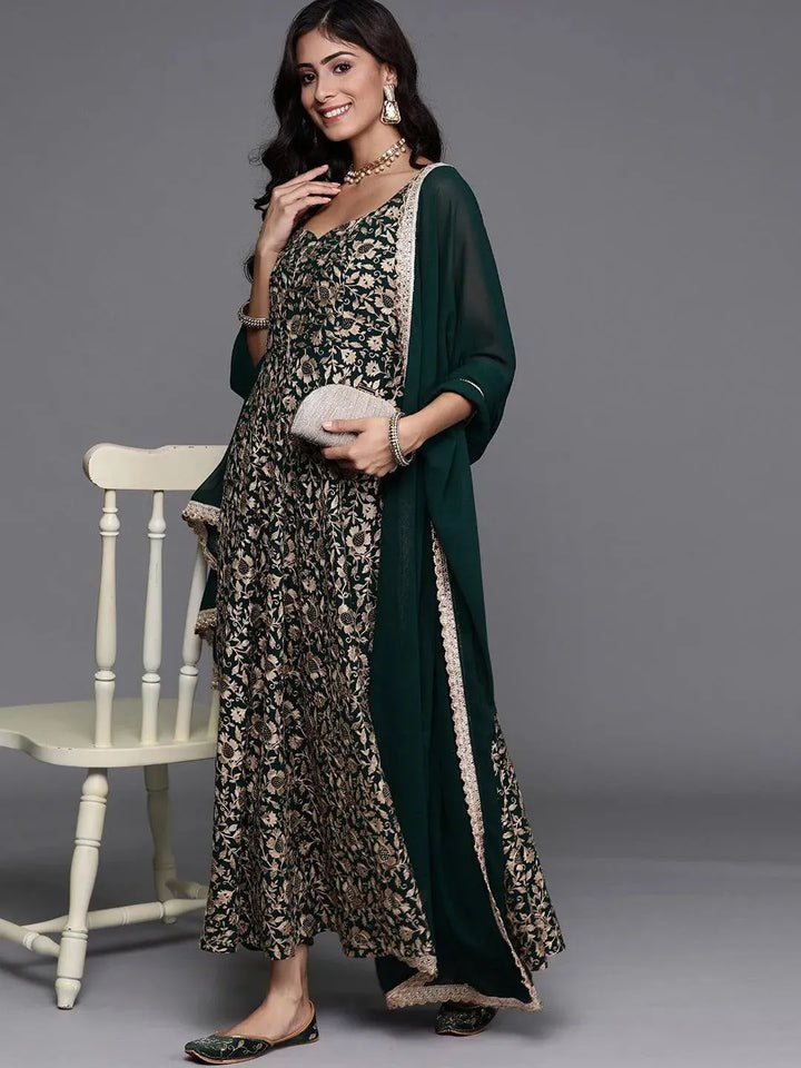 Green Embroidered Georgette Suit Set - Libas