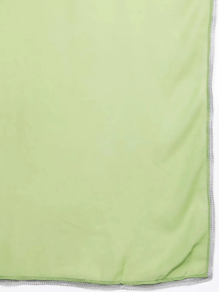 Green Embroidered Georgette Straight Suit Set With Trousers - Libas
