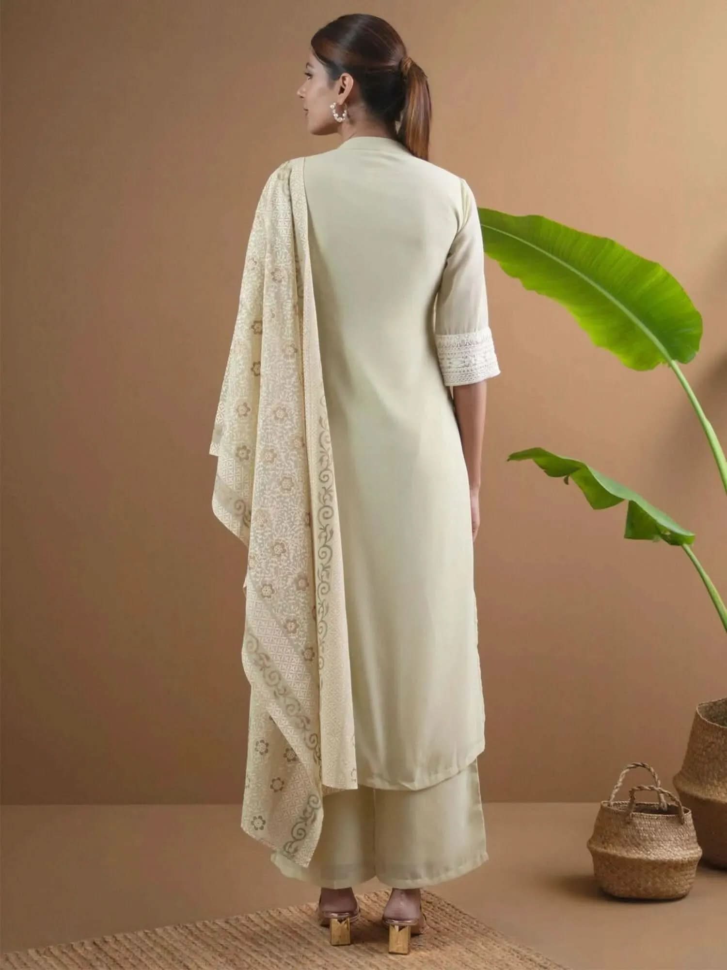

Buy AMAIRA Green Embroidered Georgette Suit Set - 6730-XS | Libas Ethnic Wear Online