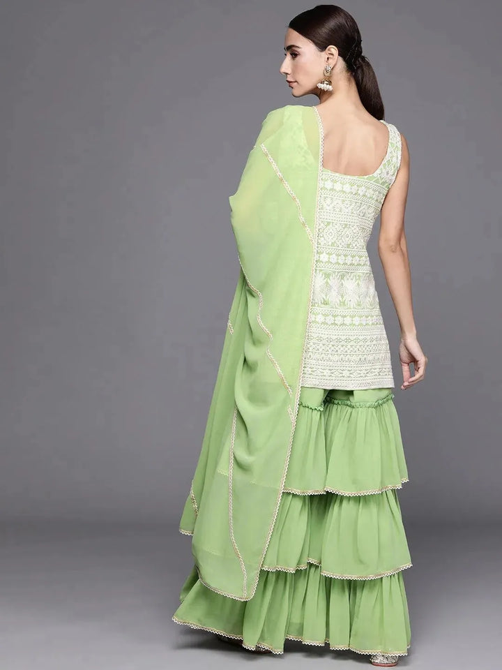 Green Embroidered Georgette Suit Set - Libas