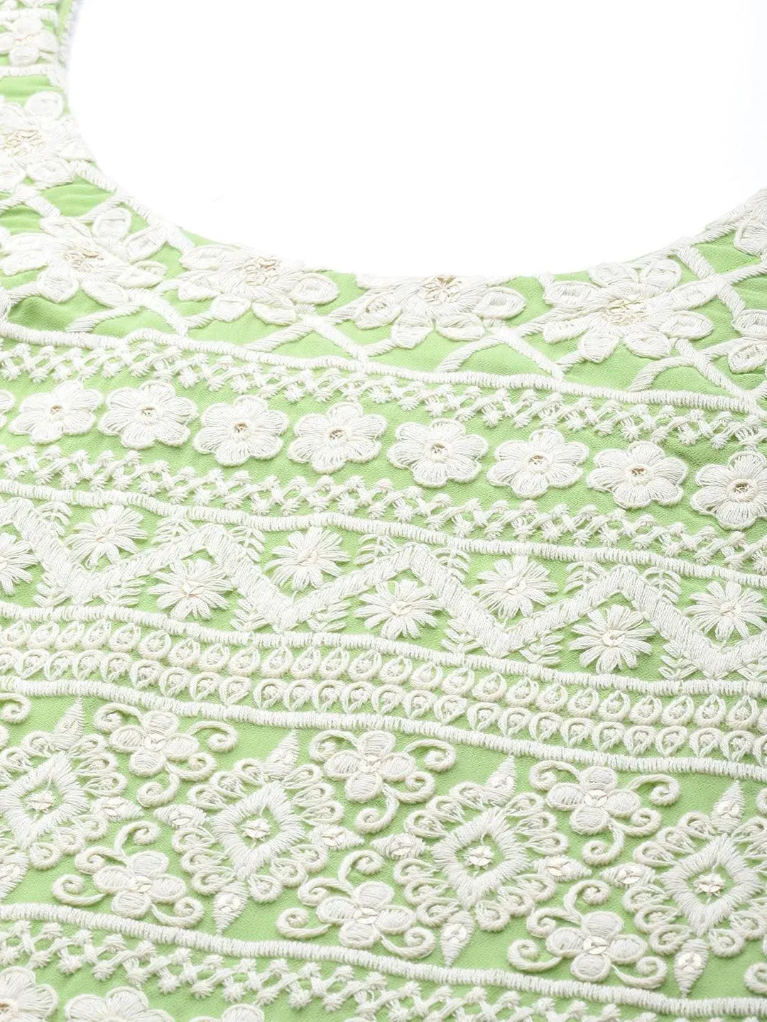 Green Embroidered Georgette Suit Set - Libas 